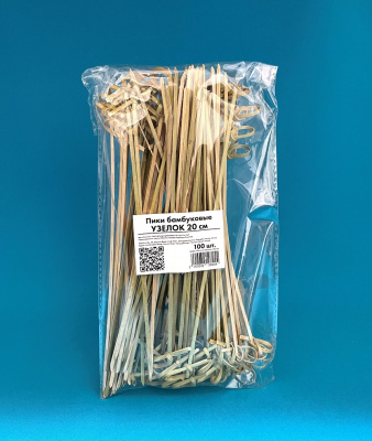Пика бамбук "Узелок" 20см.(100шт/уп) (ПОС43948) (100)