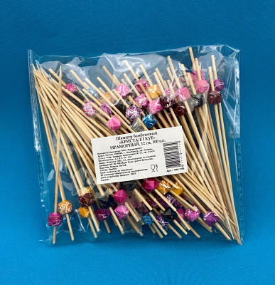 Пика бамбук "Куб мрамор ассорти" 12см. 100шт/уп. (440-738) (40)