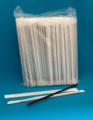 Трубочки для коктейля 8*240мм (черные) MILK без изгиба в инд. упаковке ПОС54114 (500/5000) (Безнал)