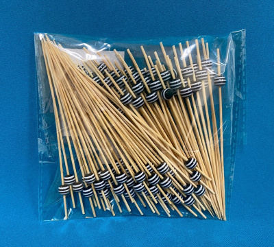 Пика бамбук "Бусина" черно-белая 12см. 100шт/уп. (440-745) (40)