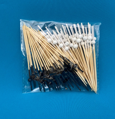 Пика бамбук "Шарик белый/черный" 10см. 100шт/уп. (440-713) (40)