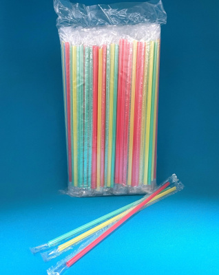 Трубочки для напитков 8*240мм (цветные) MILK без изгиба в инд.упак.(пленка)(250/4000)(16уп) (безнал)