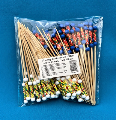 Пика бамбук "Рио" синий/белый 12см. 100шт/уп. (440-711) (40)