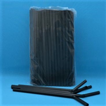 Трубочки для напитков 8*240мм (черные) MILK с изгибом (100/4800) (48уп)