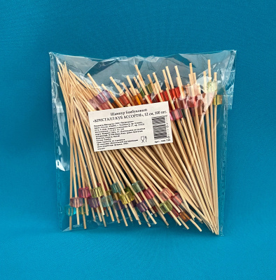 Пика бамбук "Кристалл куб" ассорти 12см. 100шт/уп. (440-736) (40)