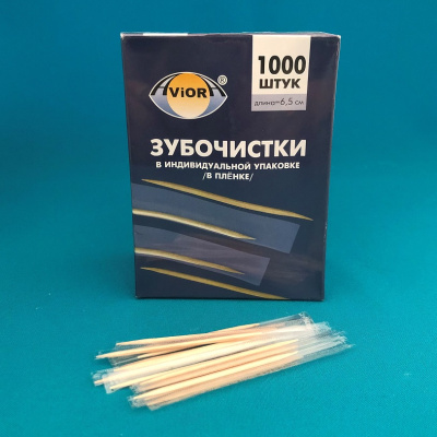 Зубочистки в инд. ПП-упаковке бамбуковые в карт, кор по 1000шт. AVIORA (401-488) (30)