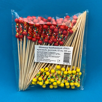 Пика бамбук "Рио" желтый/красный 12см. 100шт/уп. (440-710) (40)