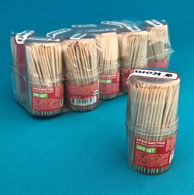 Зубочистки в пласт. баночке по 150шт, Komfi  (арт.KWN202D) (10/120)