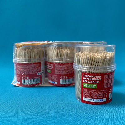 Зубочистки в пласт. баночке по 450шт. Komfi (арт.KWN204DL) (6/48)