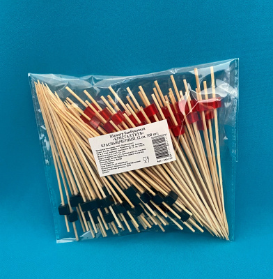 Пика бамбук "Кристалл куб" красный/черный 12см. 100шт/уп. (440-737) (40)