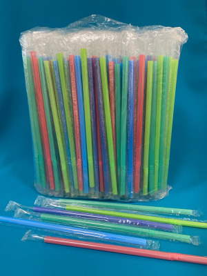 Трубочки для напитков 8*240мм (цветные) MILK с изгибом в инд.упак.(пленка) (250/4000)(16уп) (безнал)