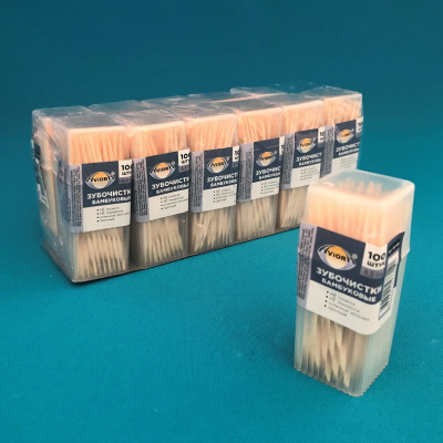 Зубочистки в пласт. баночке бамбуковые по 100шт. AVIORA (401-485) (12/480)