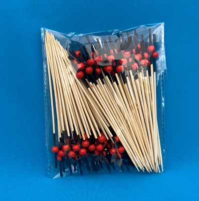 Пика бамбук "Шарик красный" 12см. 100шт/уп. (440-712) (40)