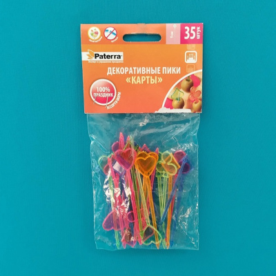Декоративние пики "Карта", 90мм (35шт./уп.) "PATERRA" (цветные) (арт.401-763) (100)