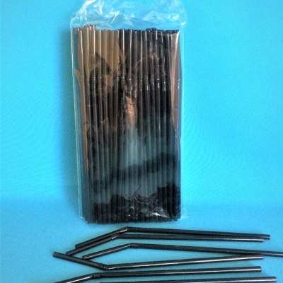 Трубочки для коктейля 5*210мм (черная) с изгибом (100/12000)