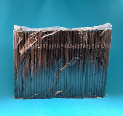 Трубочки для напитков 8*240мм (черные) MILK с изгибом (250/5250)(21уп)