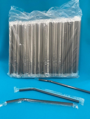 Трубочки для напитков 8*240мм (черные) MILK с изгибом в инд. упак.(пленка) (250/4000)(16уп) (безнал)